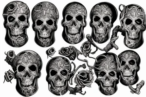 A sleeve of gothic skulls and drinks tattoo idea