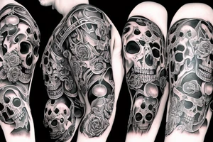 A sleeve of gothic skulls and drinks tattoo idea