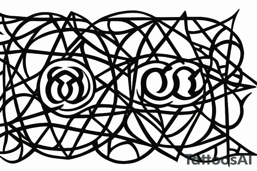 Om symbol with geometric background that also covers the 3 part tattoo idea