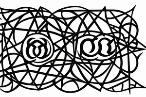 Om symbol with geometric background that also covers the 3 part tattoo idea