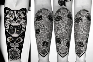 Poppies and cats tattoo idea
