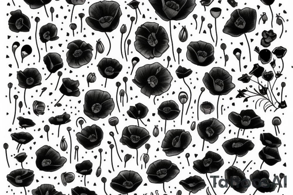 Poppies and cats tattoo idea