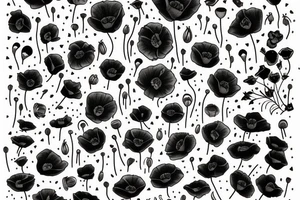 Poppies and cats tattoo idea