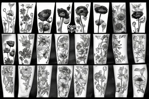 Opium poppy capsules and cats tattoo idea