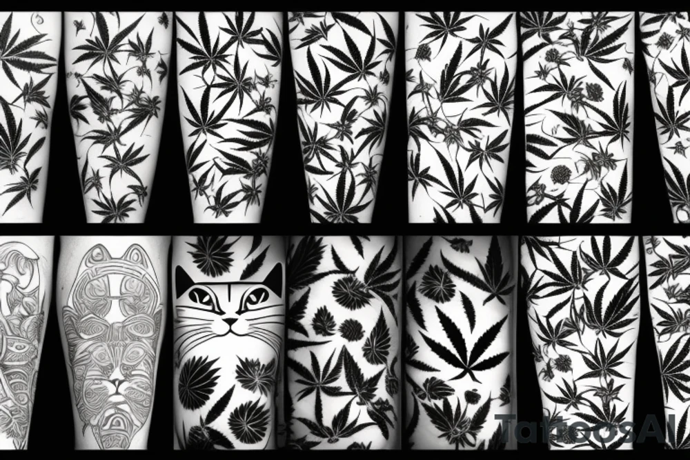 cannabis and cats tattoo idea