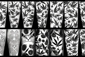cannabis and cats tattoo idea