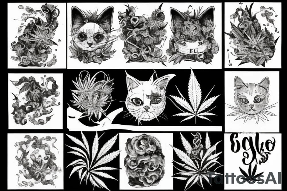 cannabis and cats tattoo idea
