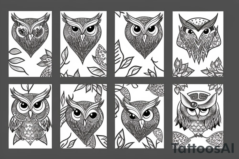 Owl with granate tattoo idea