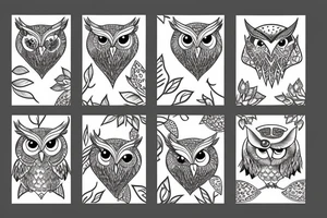 Owl with granate tattoo idea