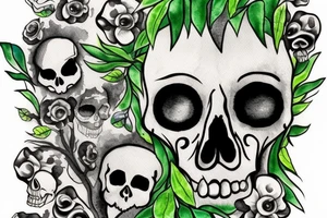skull with tree growing out of one eye tattoo idea