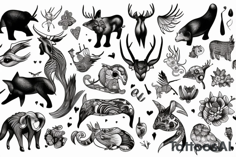 Whimsical animal tattoo idea