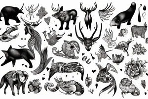 Whimsical animal tattoo idea