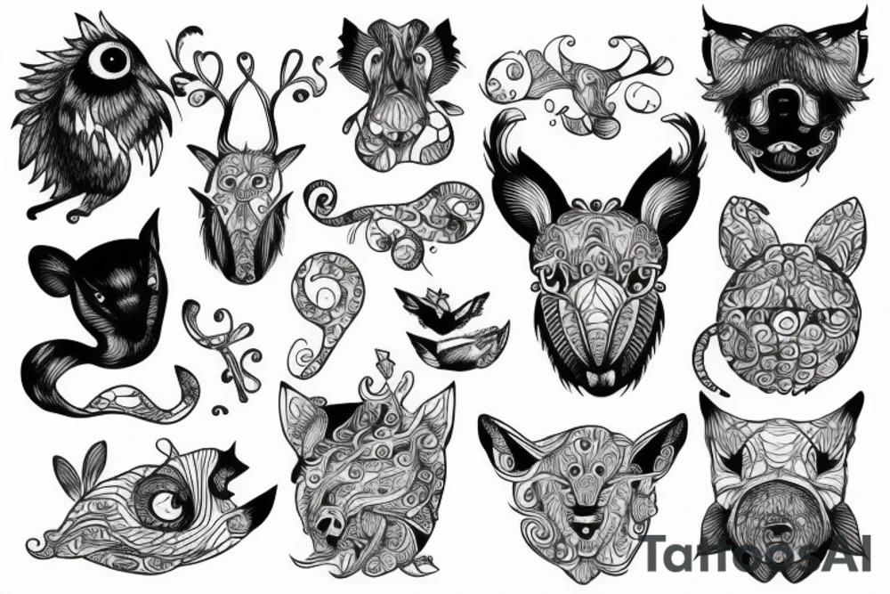 Whimsical animal tattoo idea