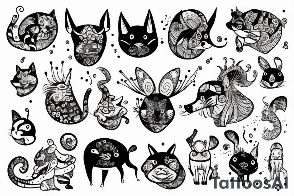 Whimsical animal tattoo idea