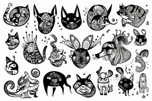 Whimsical animal tattoo idea