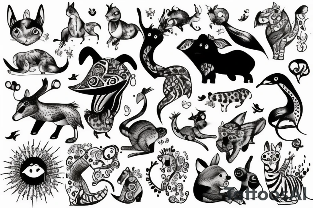 Whimsical animal tattoo idea