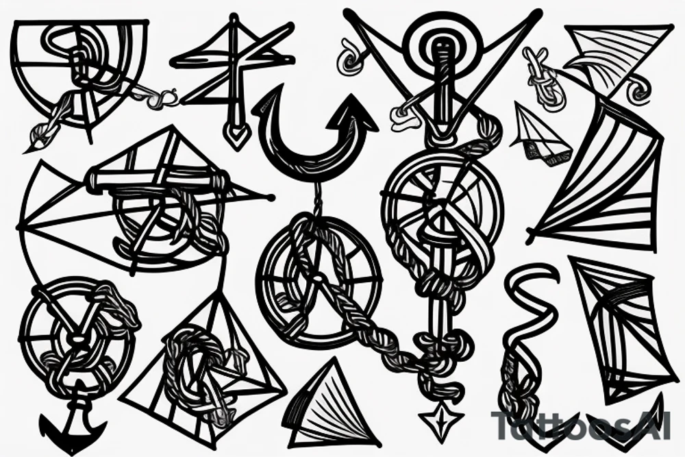 a kite tied to an anchor tattoo idea