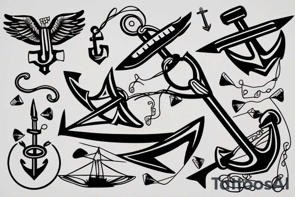 a flying kite tied to an anchor tattoo idea