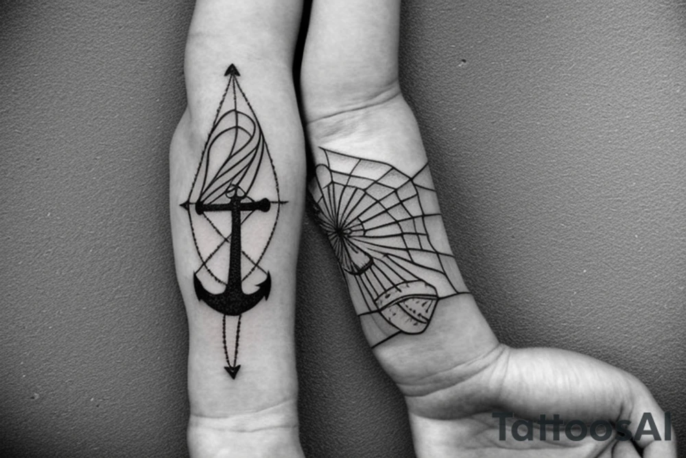 a flying kite with a live tied to an anchor rope tattoo idea
