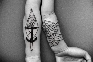a flying kite with a live tied to an anchor rope tattoo idea