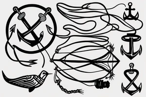 a flying kite with a live tied to an anchor rope tattoo idea