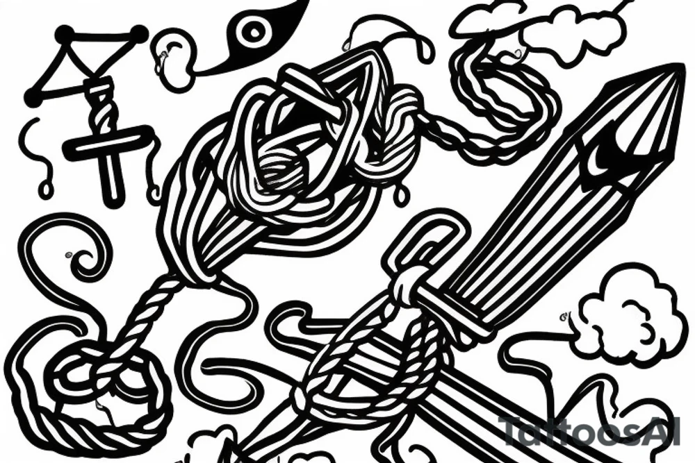 a flying kite with a live tied to an anchor rope tattoo idea
