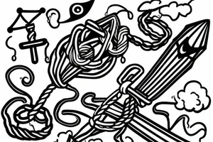 a flying kite with a live tied to an anchor rope tattoo idea