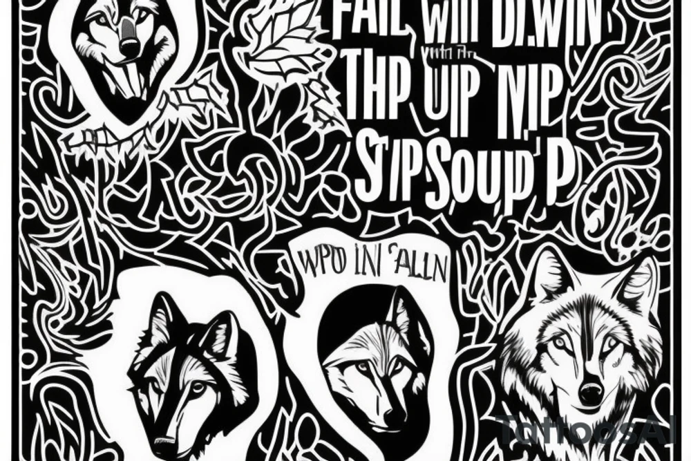 Wolf with the quote “ Fall down seven, Stand up Eight” tattoo idea Wolf with the quote “ Fall down seven, Stand up Eight” tattoo idea