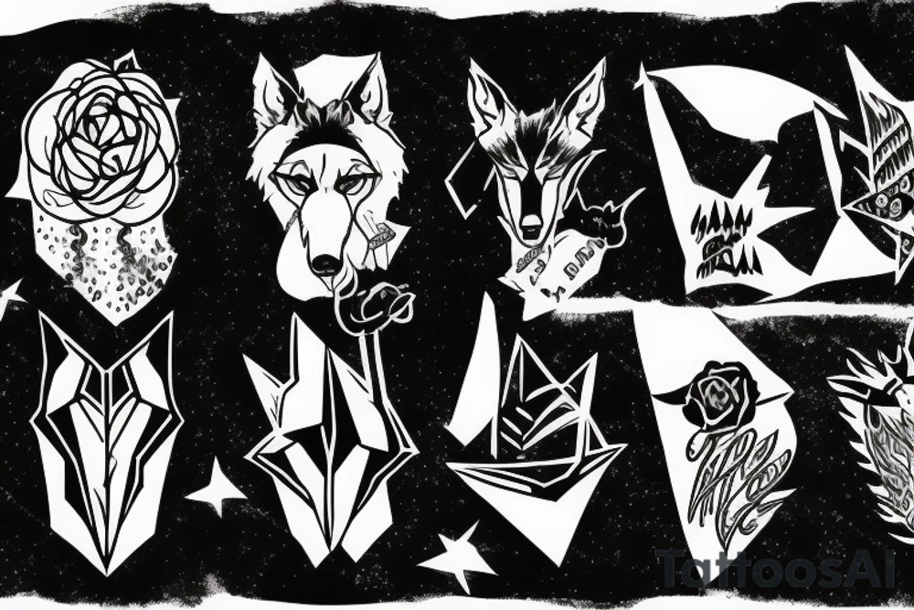 Lone Wolf with the quote “ Fall down seven, Stand up Eight” tattoo idea