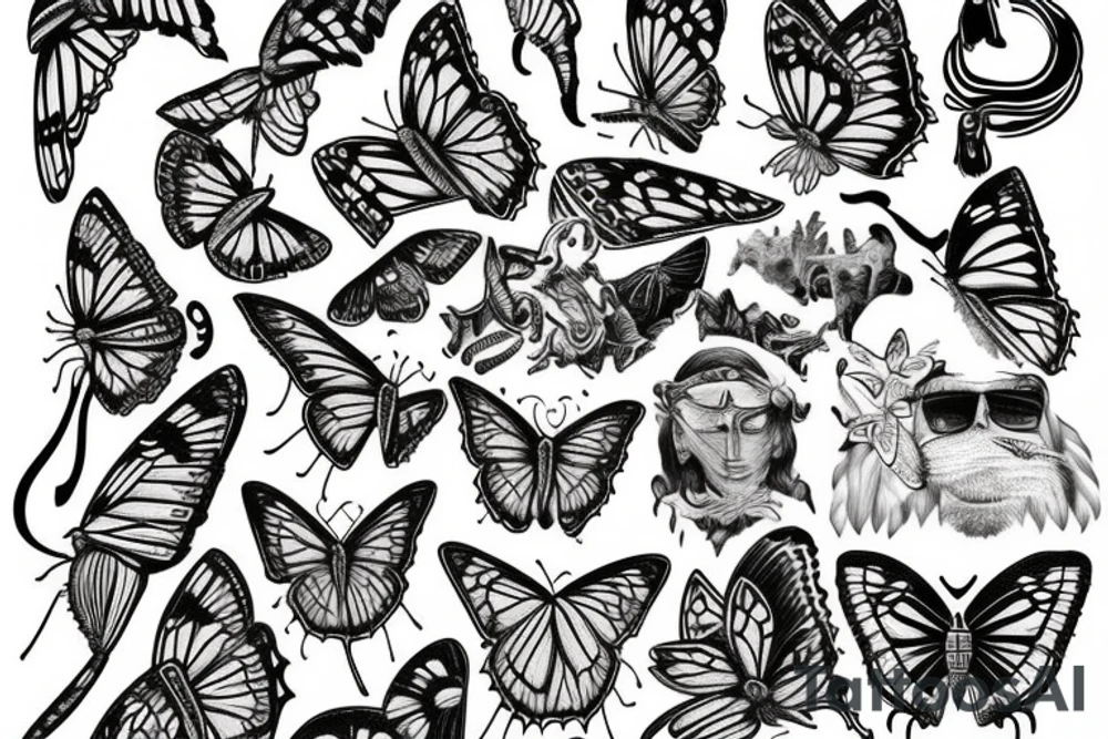 Tiger, Jesus, butterfly tattoo idea