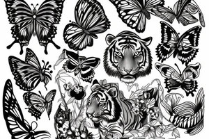 Tiger, Jesus, butterfly tattoo idea