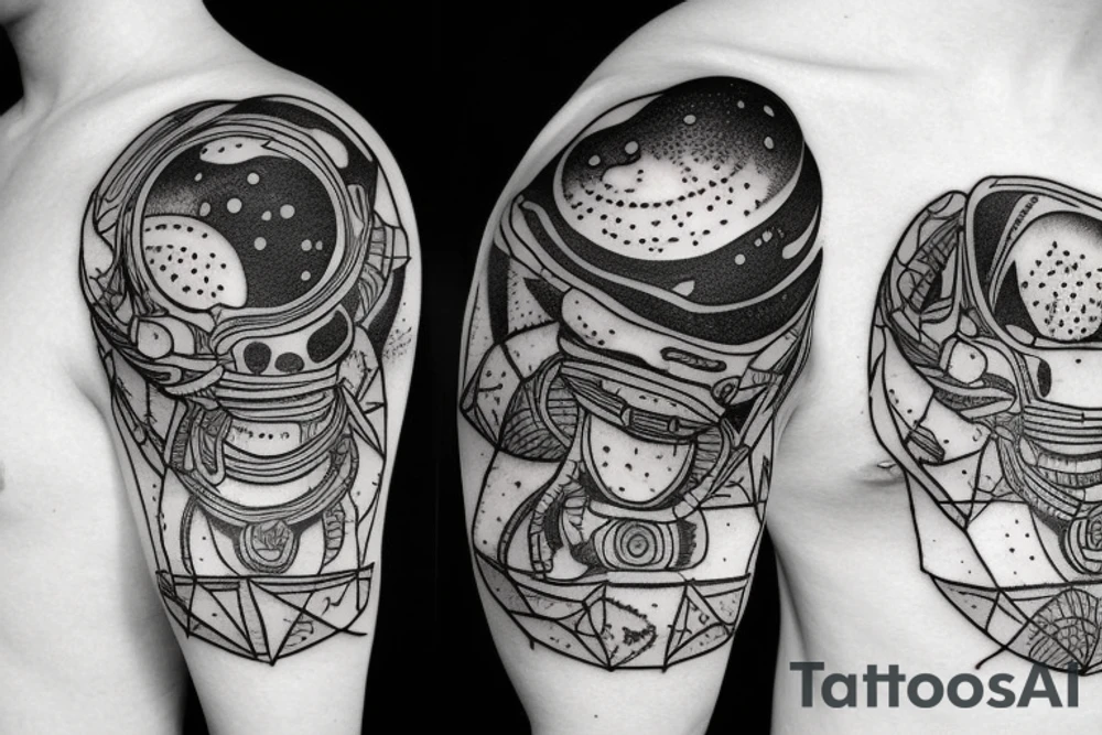 an alien chilling in space tattoo idea