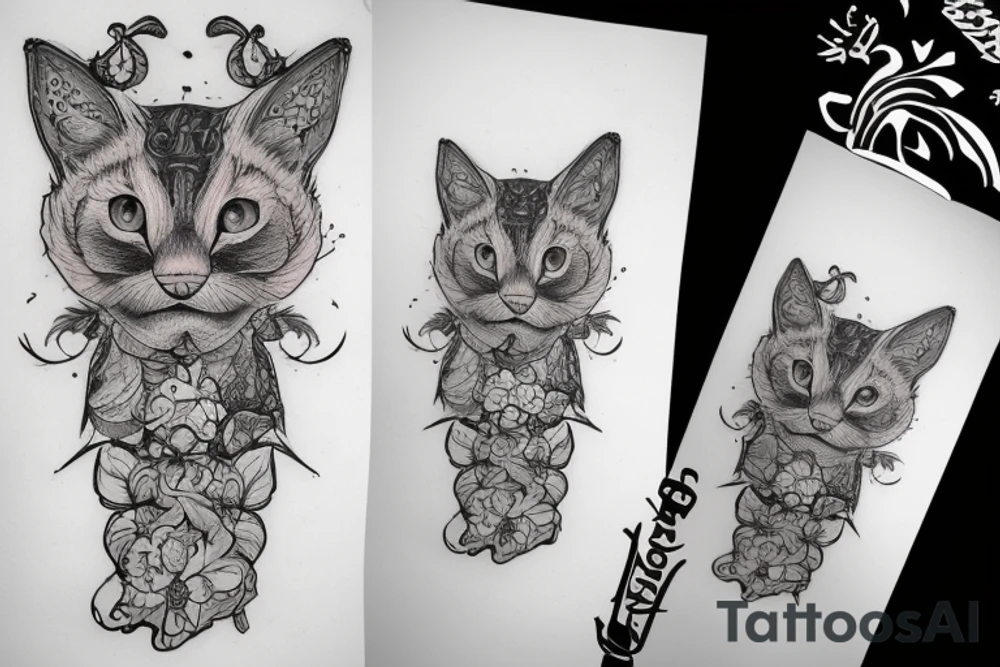 Кошка кушает сметану tattoo idea