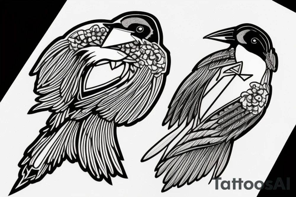 A Magpie with a necklace in its beak tattoo idea