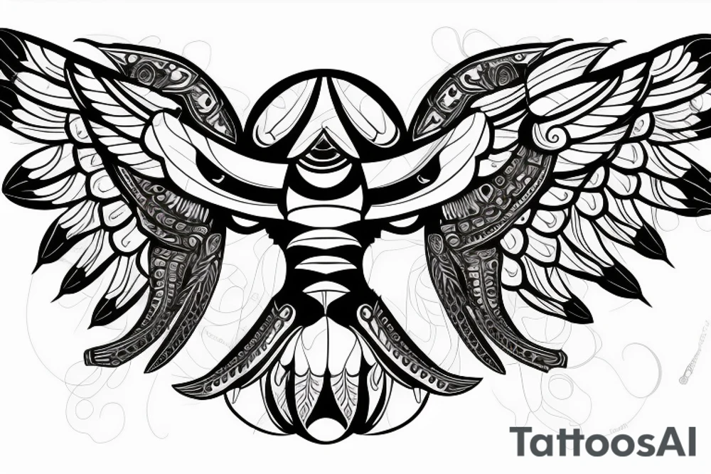 symmetrical scarab with open wings tattoo idea