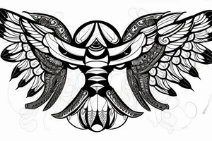 symmetrical scarab with open wings tattoo idea