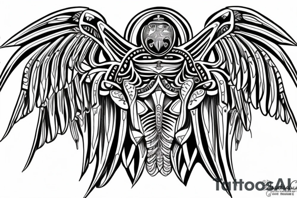 symmetrical scarab with open wings tattoo idea