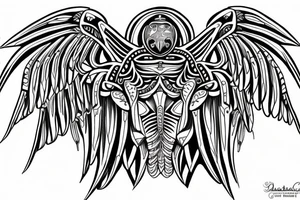 symmetrical scarab with open wings tattoo idea