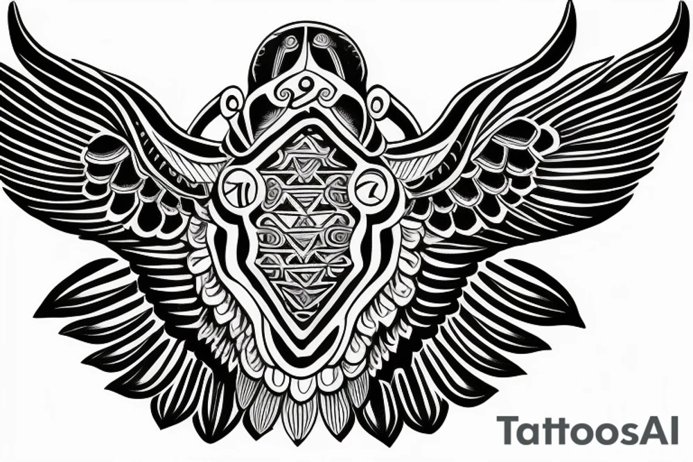symmetrical scarab with open wings tattoo idea
