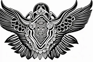 symmetrical scarab with open wings tattoo idea