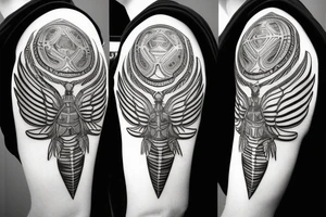 symmetrical scarab with open wings tattoo idea