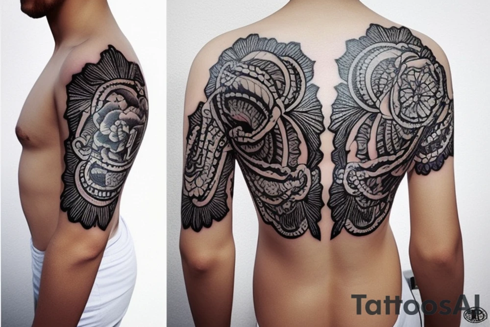 Анубис и египетские пирамиды при луне tattoo idea