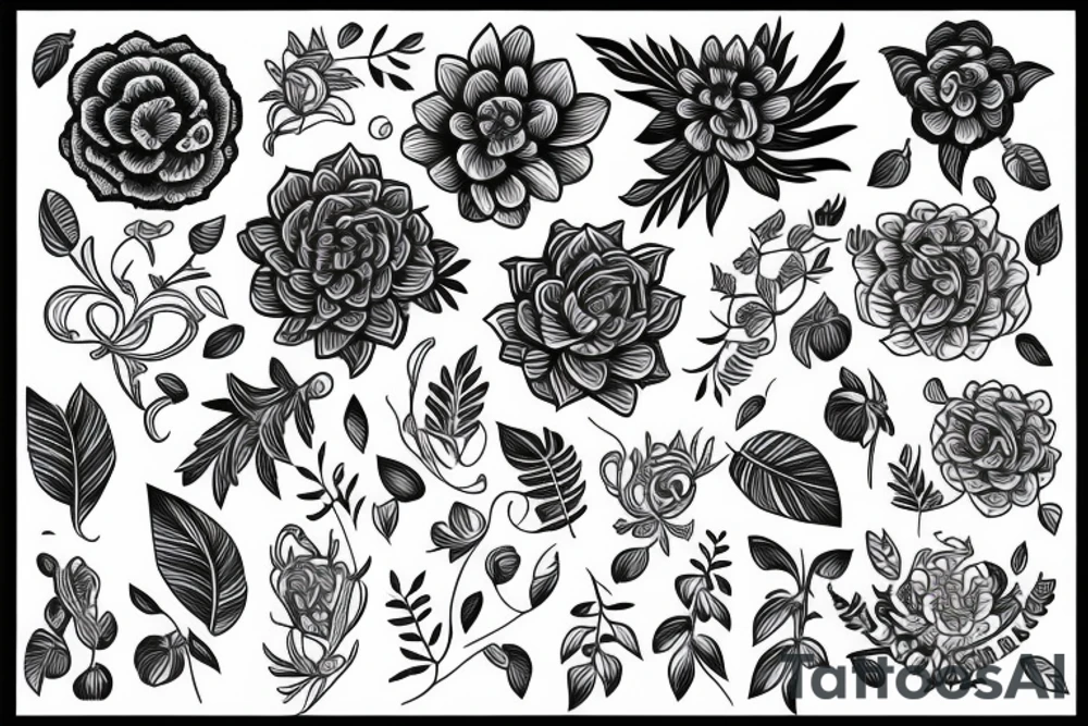 Trippy floral tattoo idea