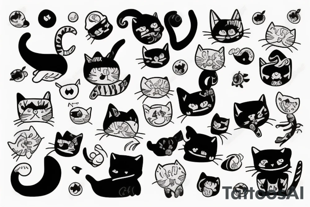 Cute funny cats tattoo idea