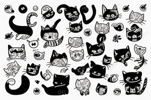 Cute funny cats tattoo idea