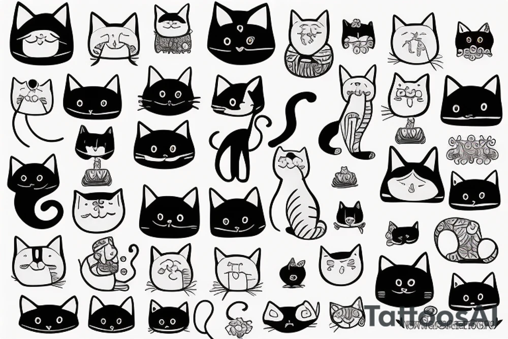 Cute funny cats tattoo idea