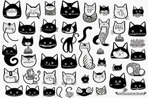 Cute funny cats tattoo idea