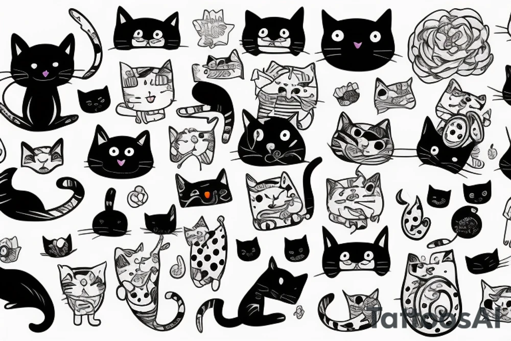 Cute funny cats tattoo idea