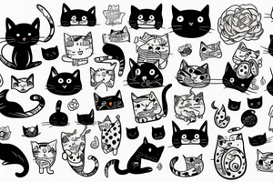 Cute funny cats tattoo idea