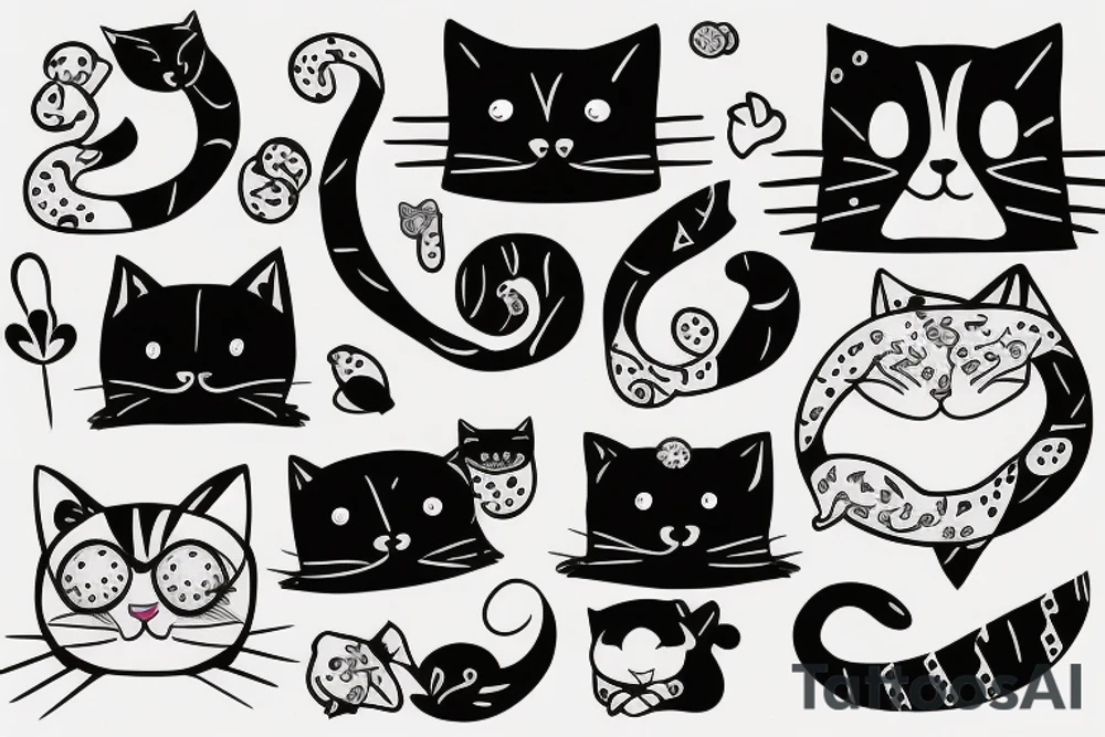 Cute funny cats tattoo idea